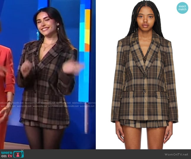 WornOnTV: Madison Beer’s brown plaid blazer on Good Morning America ...