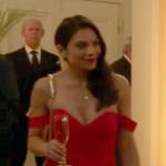 Helen’s red off-shoulder gown on True Lies