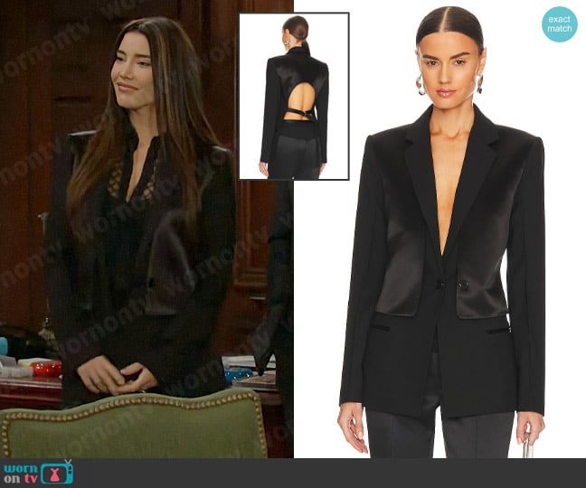 Helmut Lang Cutout Back Blazer worn by Steffy Forrester (Jacqueline MacInnes Wood) on The Bold and the Beautiful