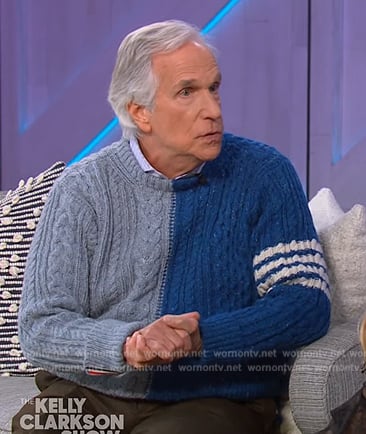 Henry Winkler's colorblock cable knit sweater on The Kelly Clarkson Show