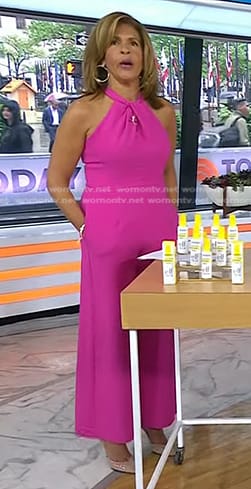 Hoda’s pink halter neck jumpsuit on Today