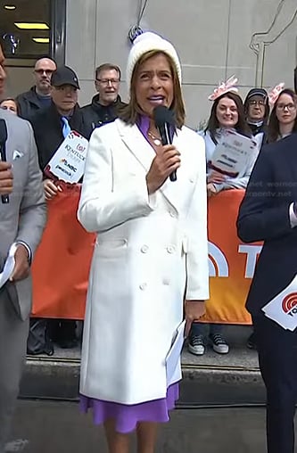 Hoda’s white double breasted coat on Today