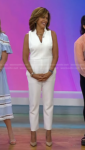 Hoda’s white sleeveless jumpsuit on Today