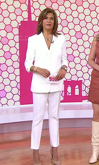 Hoda’s white ruched sleeve blazer on Today