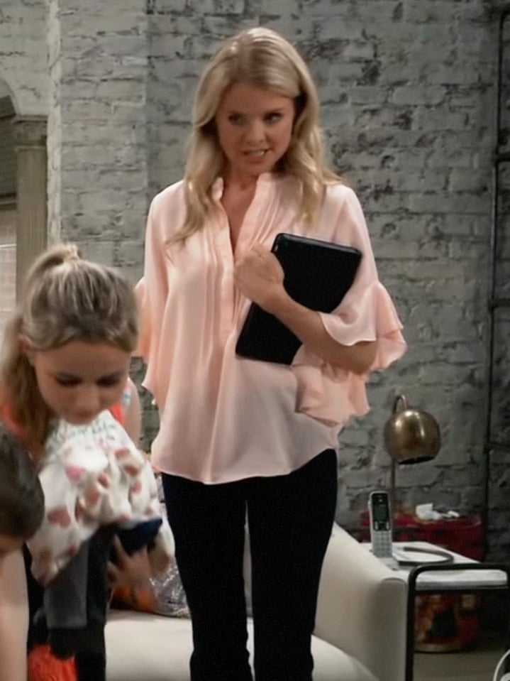 Felicia’s peach pink blouse on General Hospital