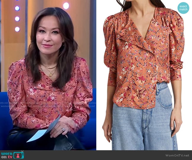 Isabel Marant Étoile Benson Printed Long-Sleeve Top worn by Eva Pilgrim on Good Morning America