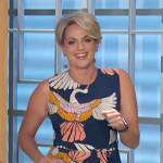 Jamie Yuccas’ blue crane print jumpsuit on The Talk