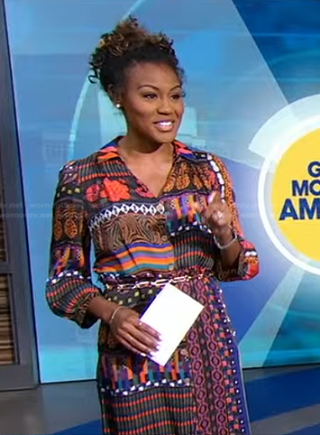 Janai’s mixed print shirtdress on Good Morning America