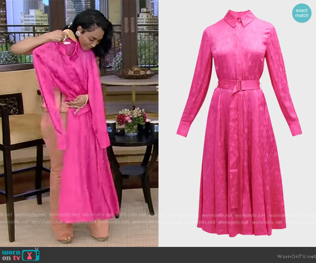 Jason Wu Pleated Floral Jacquard Day Shirtdress worn by Chilli on Live with Kelly and Mark