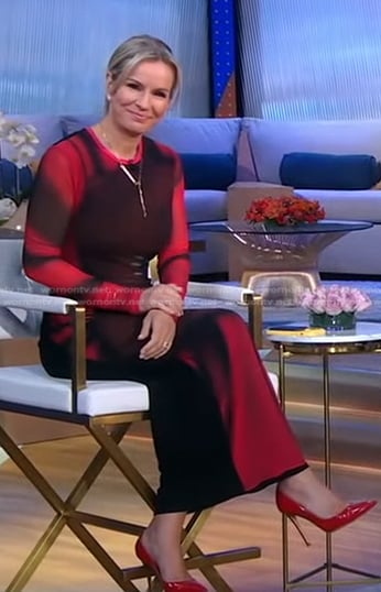 Jennifer’s black and red printed mesh dress on Good Morning America