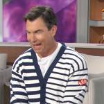 Jerry’s blue stripe cardigan on The Talk