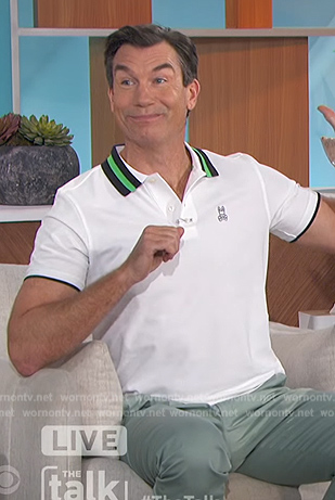 Jerry's white stripe trim polo on The Talk