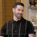 Jesse Metcalfe’s black stripe button down shirt on Live with Kelly and Ryan