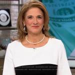 Jill Schlesinger’s black and white dress on CBS Mornings