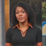 Janai’s black leather-trim polo dress on Good Morning America