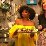 Jocelyn Delk Adams’s yellow off-shoulder dress on Today