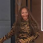 Jody Watley’s beige animal print sweater on Access Hollywood