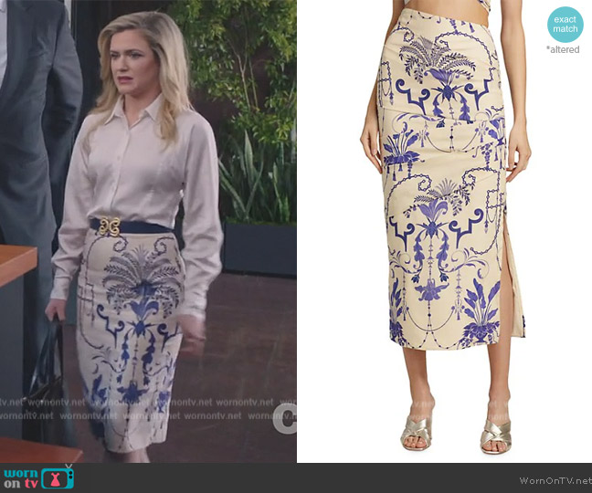 Johanna Ortiz Coquinas Floral Midi-Skirt worn by Sadie Ryan (Harriet Dyer) on American Auto