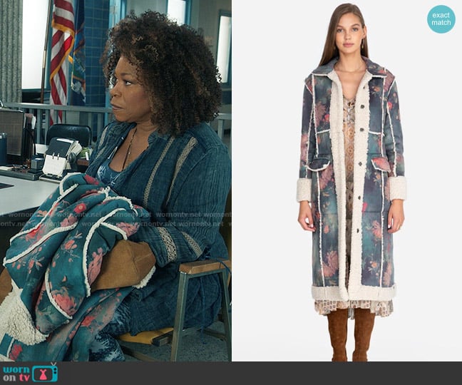 Johnny Was Jade Coat worn by Viola Marsette (Lorraine Toussaint) on The Equalizer