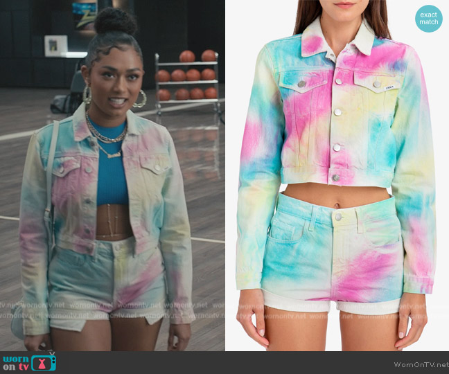 Jordache Diagonal Rainbow Cropped Jacket worn by Jazlyn Martin (Jazlyn Martin) on Bel-Air