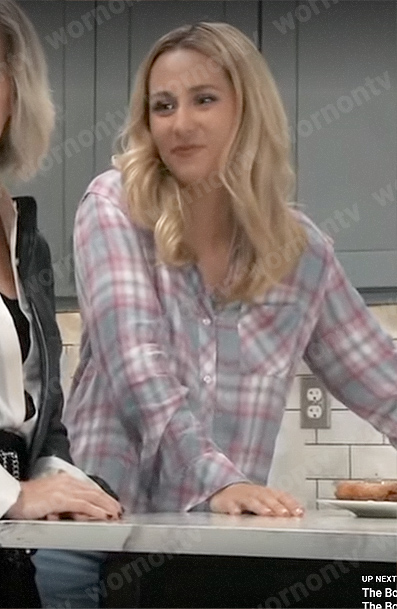 Josslyn’s pink and blue plaid shirt on General Hospital