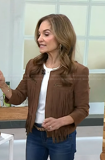 Joy Bauer's brown suede fringed jacket on Today