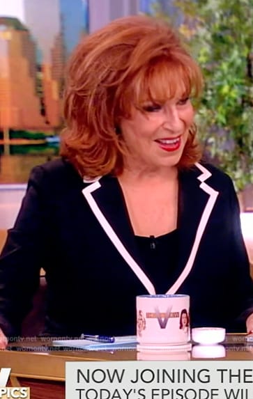 Joy’s black tipped blazer on The View