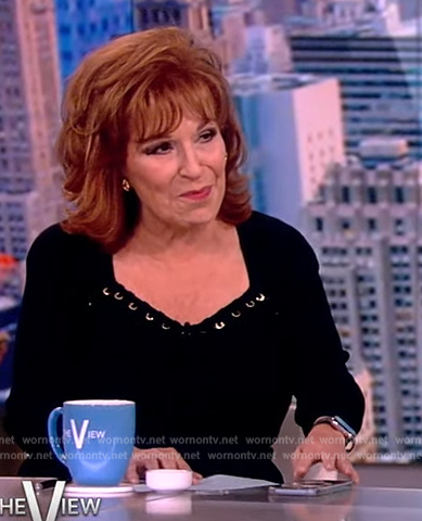 Joy’s black sweetheart embellished sweater on The View