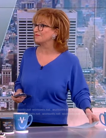 Joy's blue v-neck sweater on The View