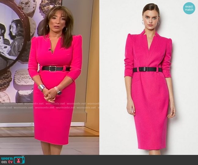 WornOnTV: Michelle Miller’s pink belted v-neck dress on CBS Saturday ...