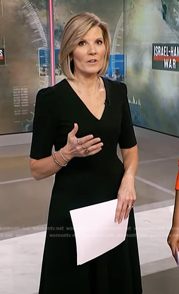 Kate Snow's black v-neck dress on NBC News Daily