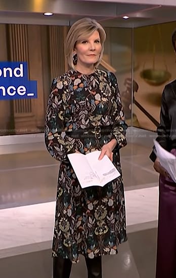 Kate Snow’s black floral dress on NBC News Now