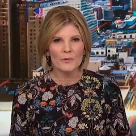 Kate Snow’s black floral dress on NBC News Now