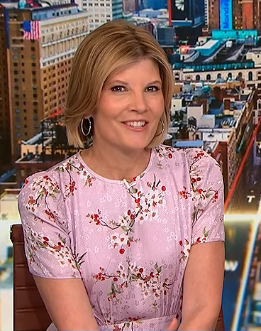 Kate Snow's pink floral short sleeve dress on NBC News Daily