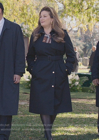 Katherine's black trench coat on American Auto