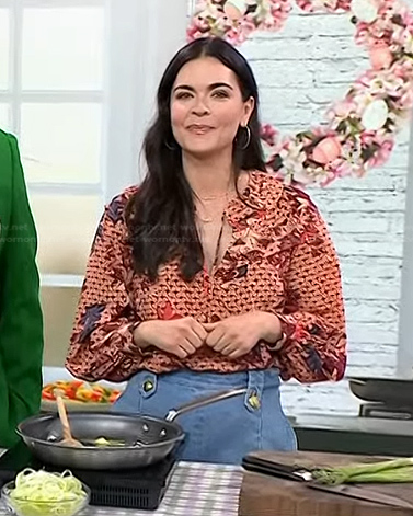 Katie Lee Biegel's pink floral blouse and jeans on Today
