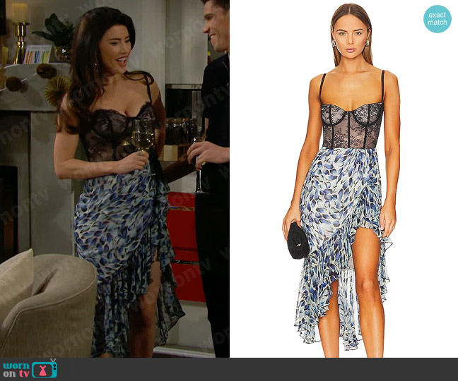 Katie May Take A Sip Dress in Royal Indigo Spot worn by Steffy Forrester (Jacqueline MacInnes Wood) on The Bold and the Beautiful