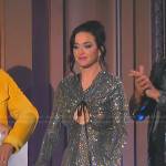 WornOnTV: Katy's yellow embellished halter top and skirt on