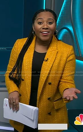 Kay Angrum’s yellow tweed blazer on NBC News Daily
