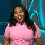 Kay Angrum’s pink short sleeve gathered dress on NBC News Daily