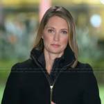 Kayna Whitworth’s black zip front coat on Good Morning America