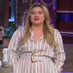 Kelly’s striped shirtdress on The Kelly Clarkson Show