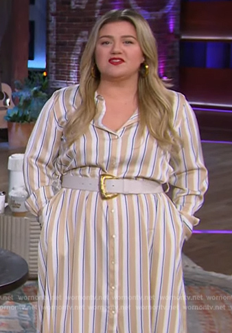 Kelly's striped shirtdress on The Kelly Clarkson Show