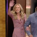 Kelly’s geometric print wrap dress on Live with Kelly and Mark