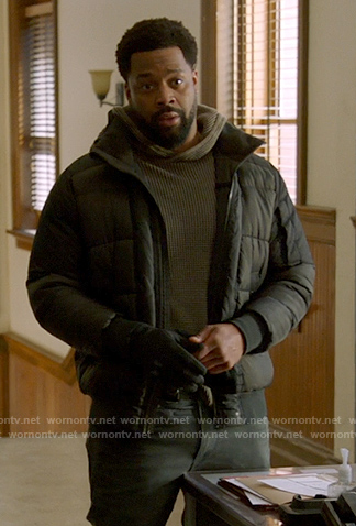 Kevin's quilted bomber jacket on Chicago PD