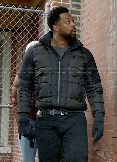 Kevin’s quilted bomber jacket on Chicago PD