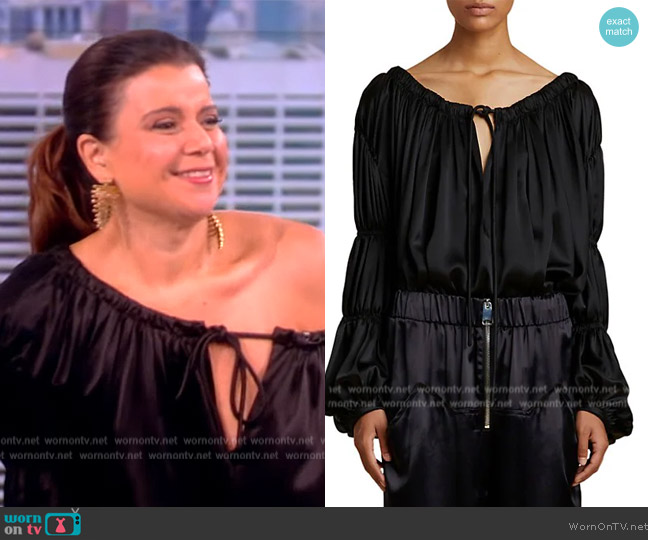 Khaite Leny Pleated Silk Blouse worn by Ana Navarro on The View