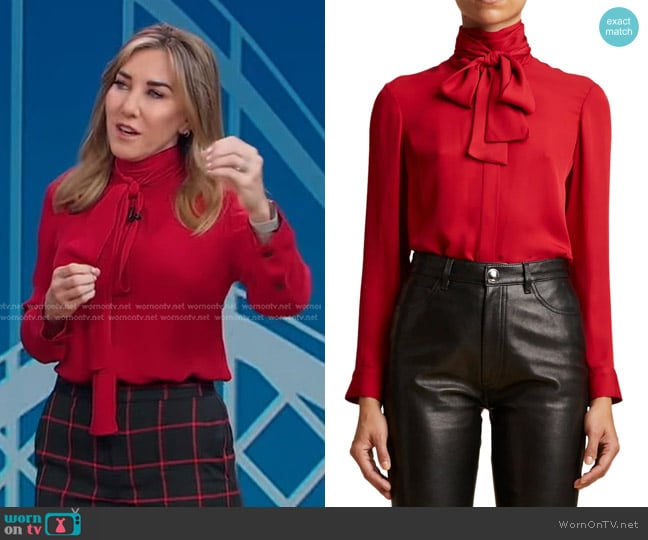 Khaite Tash Tie-Neck Top worn by Laura Gassner Otting on Good Morning America