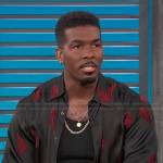 Khris Davis’s black embroidered shirt on Access Hollywood