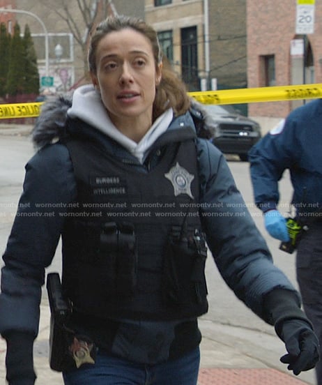 Kim’s blue padded jacket on Chicago PD